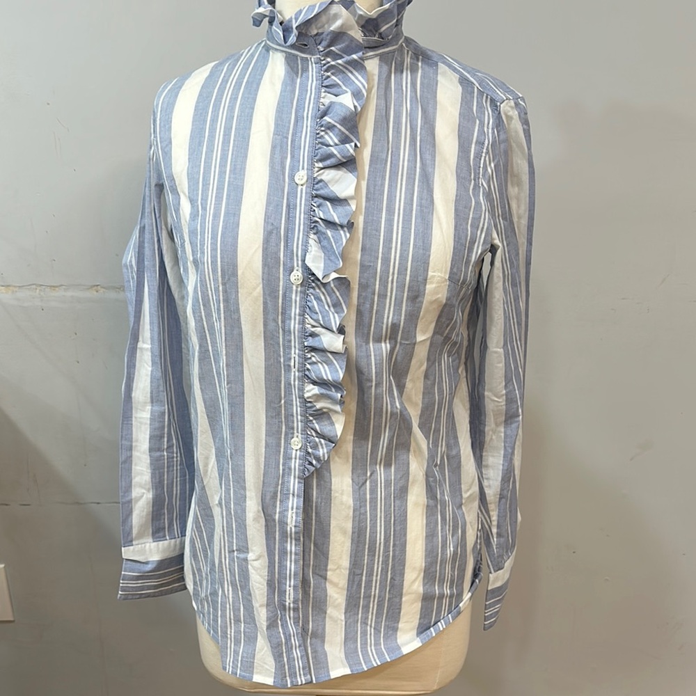 Banana Republic Blue and White Striped Button Down Shirt - Picture 2 of 6